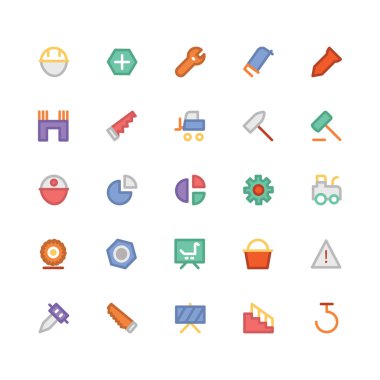 İnşaat düz kalın Vektör Simgeleri 11