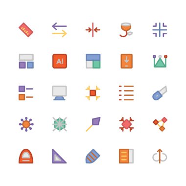 Tasarım & Geliştirme düz kalın Vektör Simgeleri 9