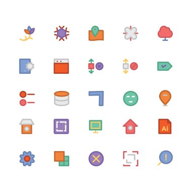 Tasarım & Geliştirme düz kalın Vektör Simgeleri 8