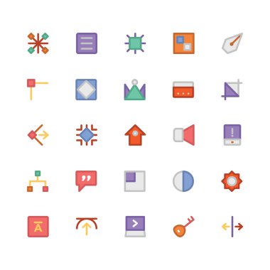 Tasarım & Geliştirme düz kalın Vektör Simgeleri 10