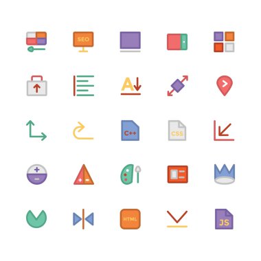 Vektör simgeleri tasarım ve geliştirme düz kalın