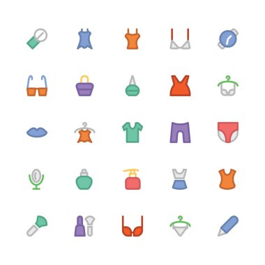 Düz kalın vektör simgeler 10 moda