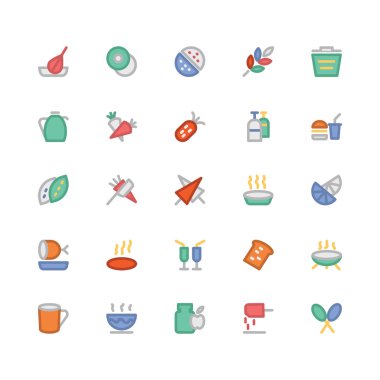 Gıda düz kalın vektör simgeler 6