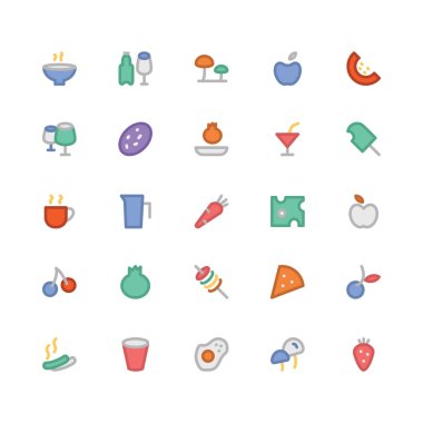 Gıda düz kalın Vektör Simgeleri 9