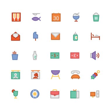 Hotel & Restaurant düz kalın Vektör Simgeleri 4