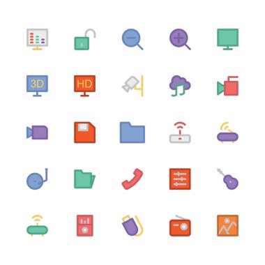 Multimedya düz kalın vektör simgesi 3