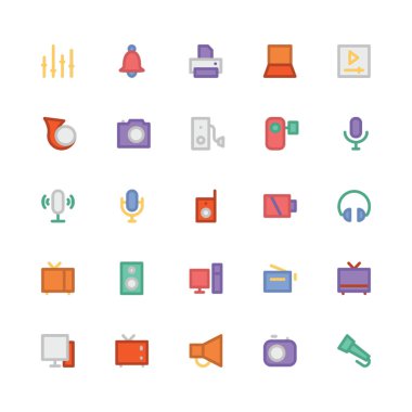 Multimedya düz kalın vektör simgesi 4