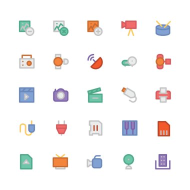 Multimedya düz kalın vektör simgesi 6