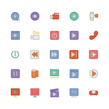 Multimedya düz kalın vektör simgesi 1