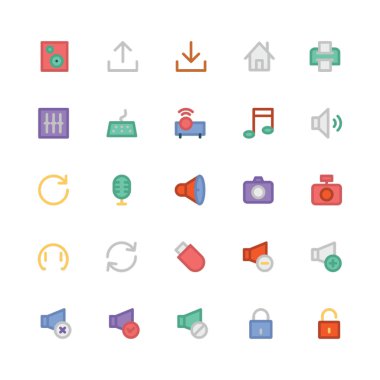 Multimedya düz kalın vektör simgesi 2