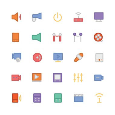 Multimedya düz kalın vektör simgesi 8