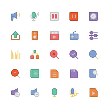 Multimedya düz kalın vektör simgesi 9