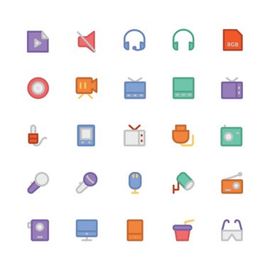 Multimedya düz kalın vektör simgesi 10