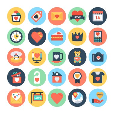 Aşk ve Romantik Vektör Simgeleri 2