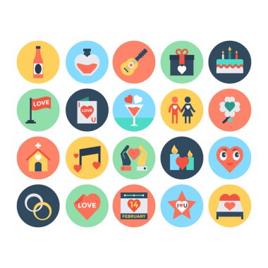 Aşk ve romantizm vektör simgeler 4