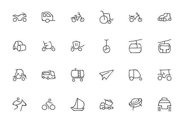 Транспортное средство Doodle Icons 4
