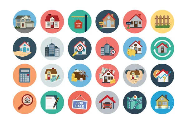 Flat Real Estate Vector Icons 1 — Stock Vector