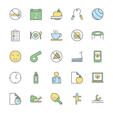 Fitness kalın vektör simgeler 3