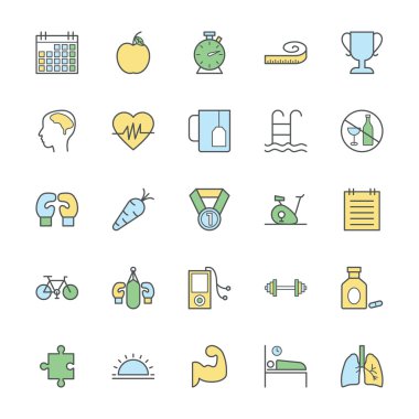 Fitness kalın vektör simgeler 1