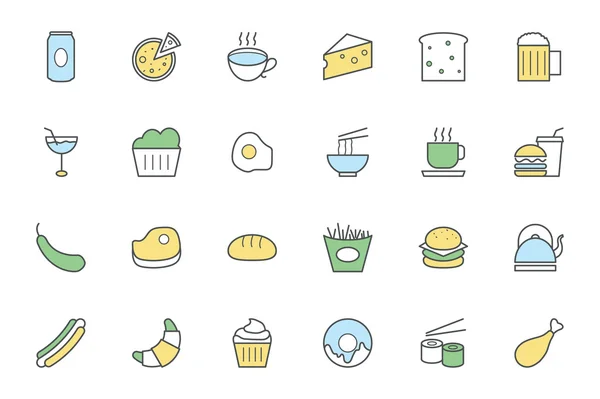 Vector de alimentos iconos de colores 3 — Vector de stock