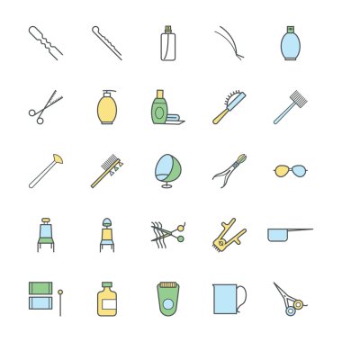 Saç Salon kalın vektör simgeler 4