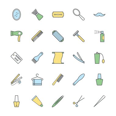 Saç Salon kalın vektör simgeler 1