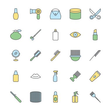 Saç Salon kalın vektör simgeler 2