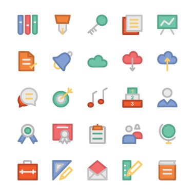 Eğitim düz renkli simgeler 2