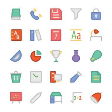 Eğitim düz renkli simgeler 6