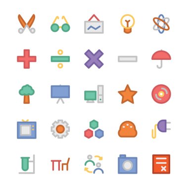 Eğitim düz renkli simgeler 4