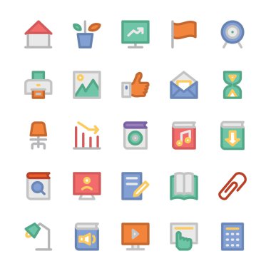 Eğitim düz renkli simgeler 3