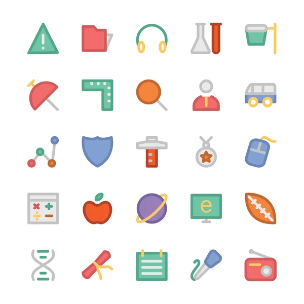 Educación Iconos de colores planos 5 — Vector de stock