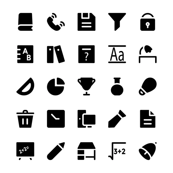 Iconos sólidos del vector de la educación 6 — Archivo Imágenes Vectoriales