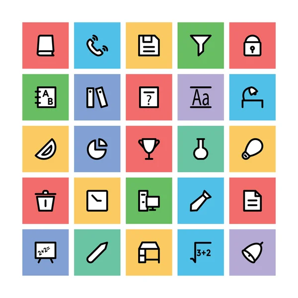 Education Square Vector Icons 6 — Stock Vector