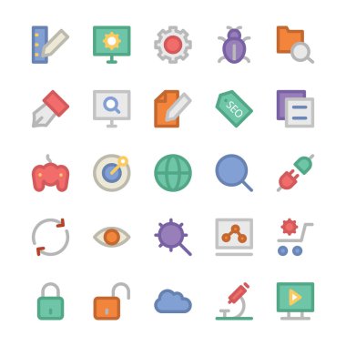 SEO ve pazarlama vektör simgeler 1