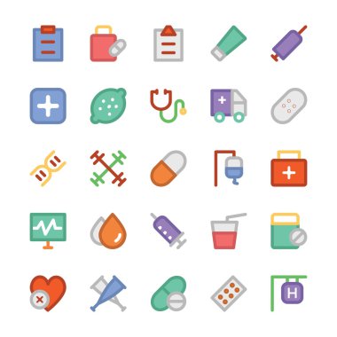 Sağlık vektör simgeler 6 renkli