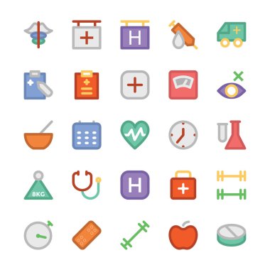 Sağlık vektör simgeler 5 renkli