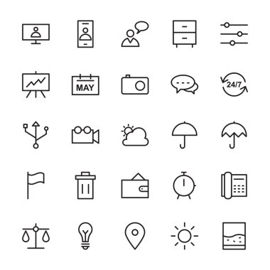 Web ve kullanıcı arabirimi anahat vektör simgeleri 10