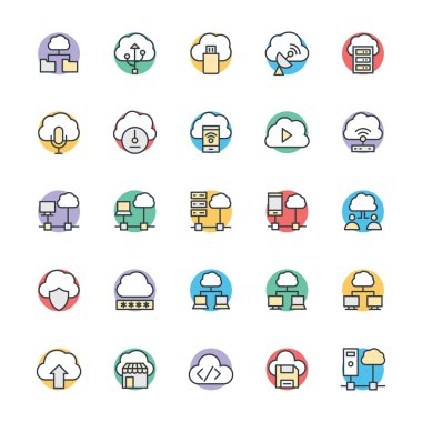 Bulut serin vektör simgeler 3 bilgisayar