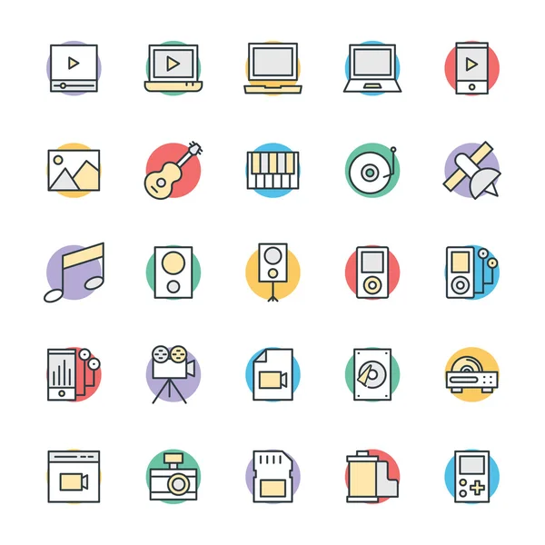 Multimedia Cool Vector Iconos 3 — Vector de stock