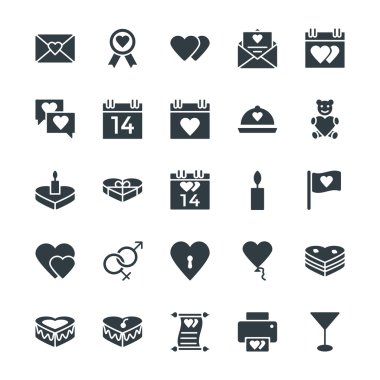 Aşk ve Romantizm Cool Vektör Simgeleri 1
