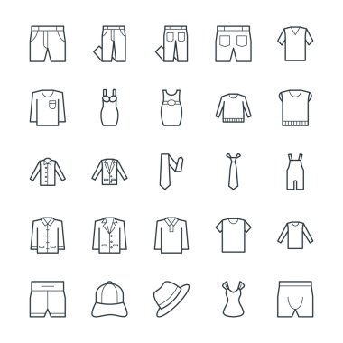 Moda ve giysi serin vektör simgeleri 8