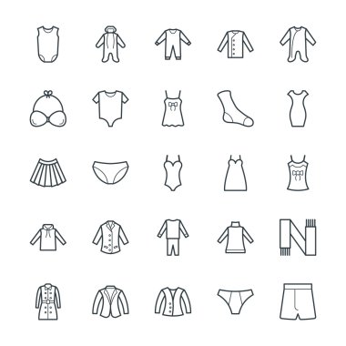Vektör simgeler 10 serin moda ve giysi