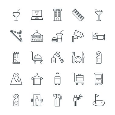 Hotel & Restaurant Cool Vektör İkonları 3