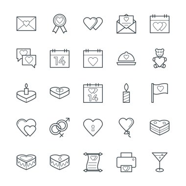 Aşk ve Romantizm Cool Vektör Simgeleri 1