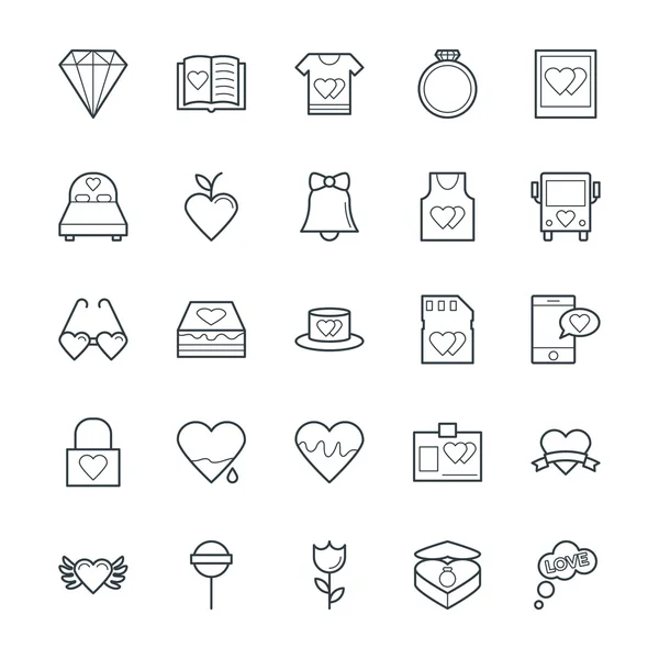 Amor y Romance Cool Vector Iconos 4 — Archivo Imágenes Vectoriales