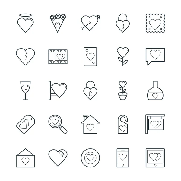 Amor y Romance Cool Vector Iconos 2 — Archivo Imágenes Vectoriales