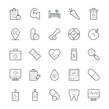 Tıp ve Sağlık Cool Vektör Simgeler 10