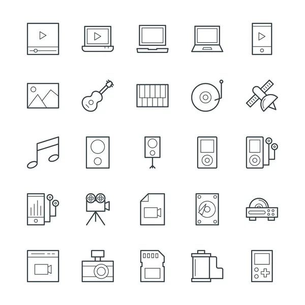 Multimedia Cool Vector Iconos 3 — Vector de stock