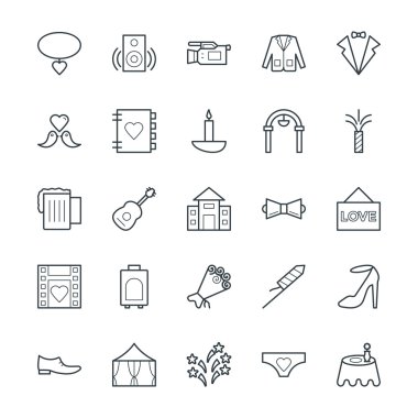 Düğün serin vektör simgeler 4